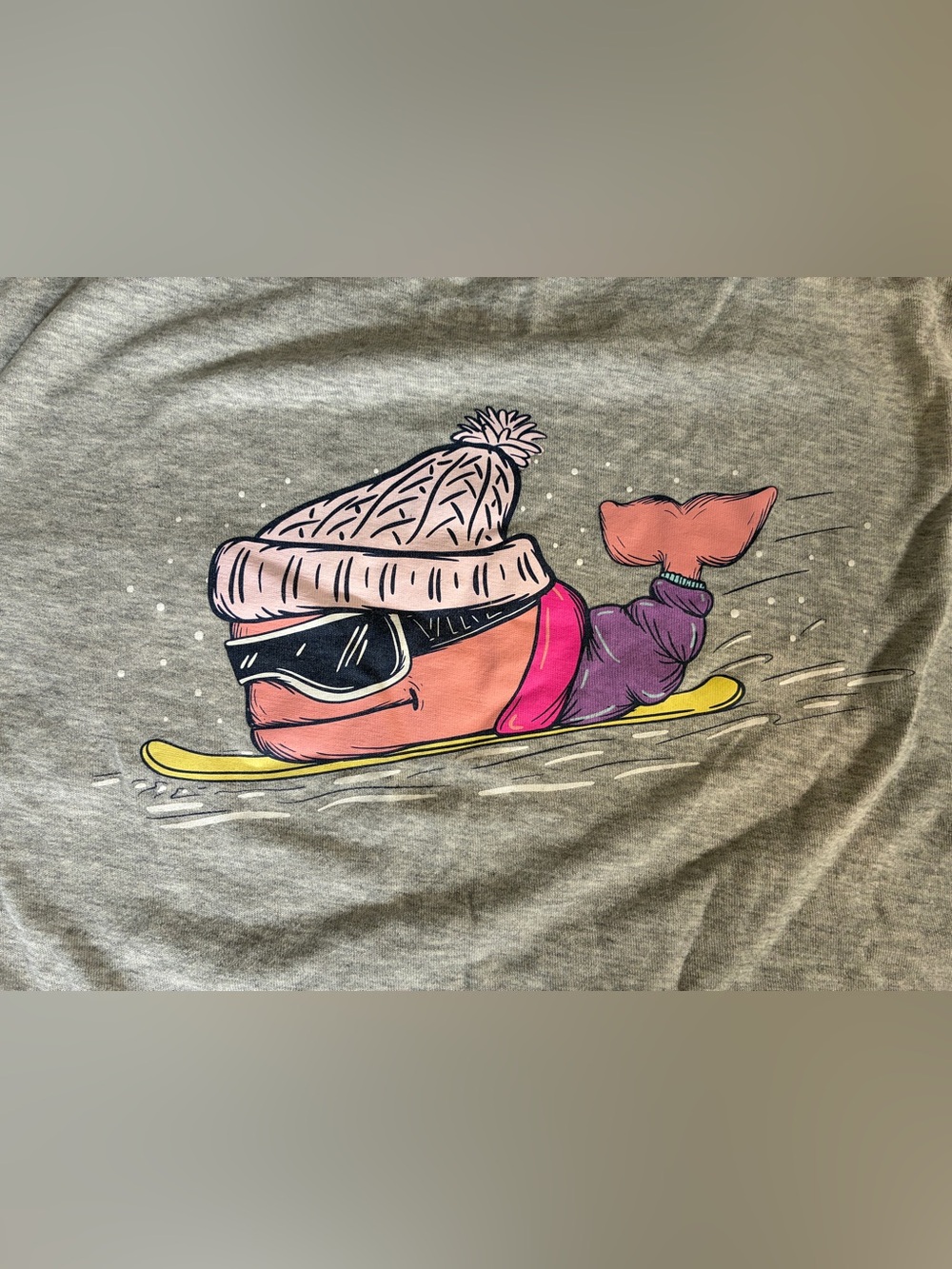 Vineyard Vines Snowboarder Whale Long Sleeve Pocket Tee XL Gray